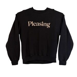 Pleasing Harry Styles Crewneck Sweatshirt Black Logo Graphic Pullover Large USA